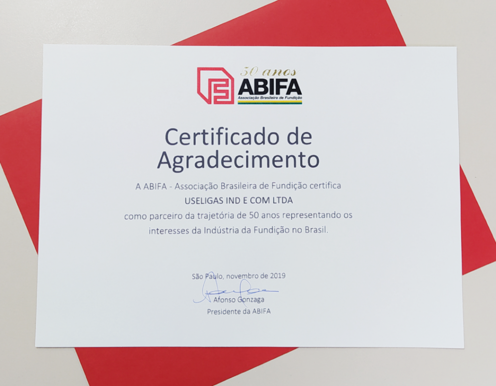 Certificado de Agradecimento ABIFA